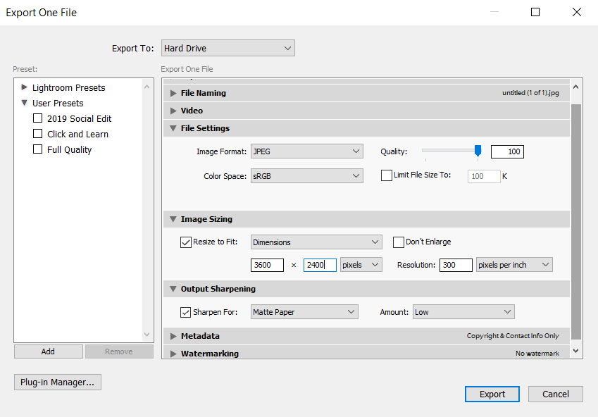 Lightroom Export Settings For Print