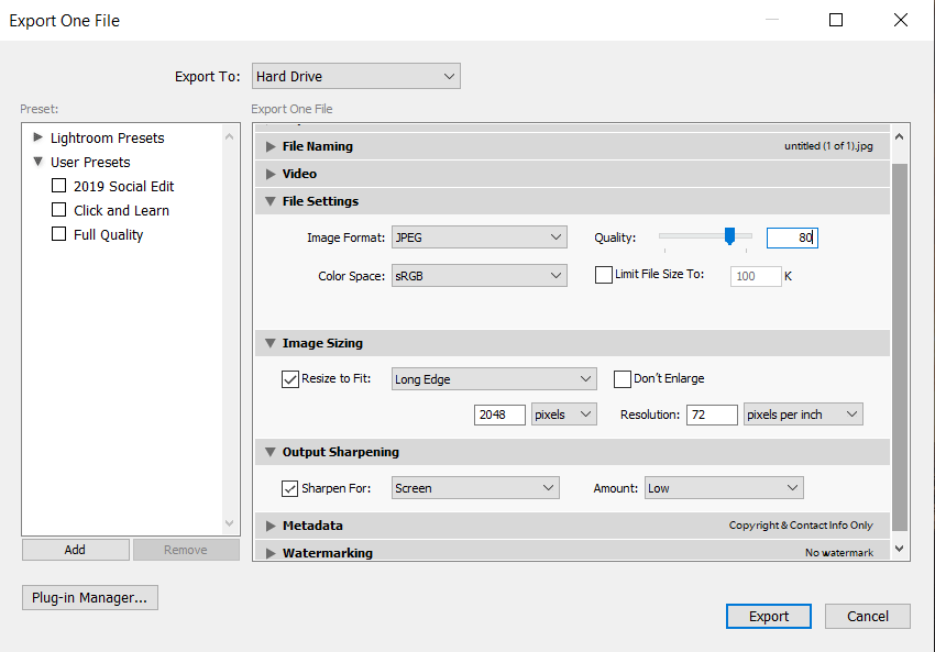 Lightroom Export Settings For Web